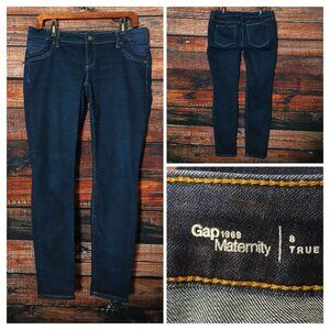 GAP 1969 Maternity Jeans 8 True Skinny Indigo Denim Stretch Inset Panels
